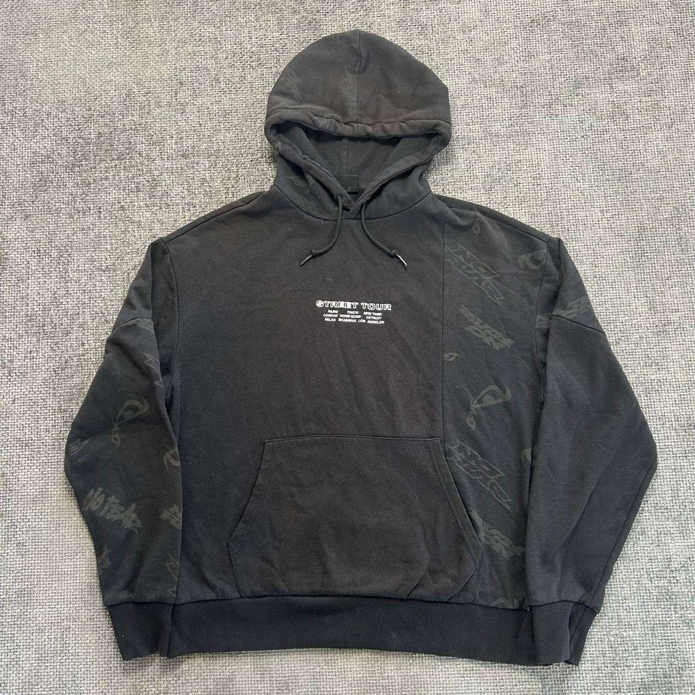 No‎ Fear Street Tour Hoodie Mens Large Black All Over Print Y2K Skate Pullover